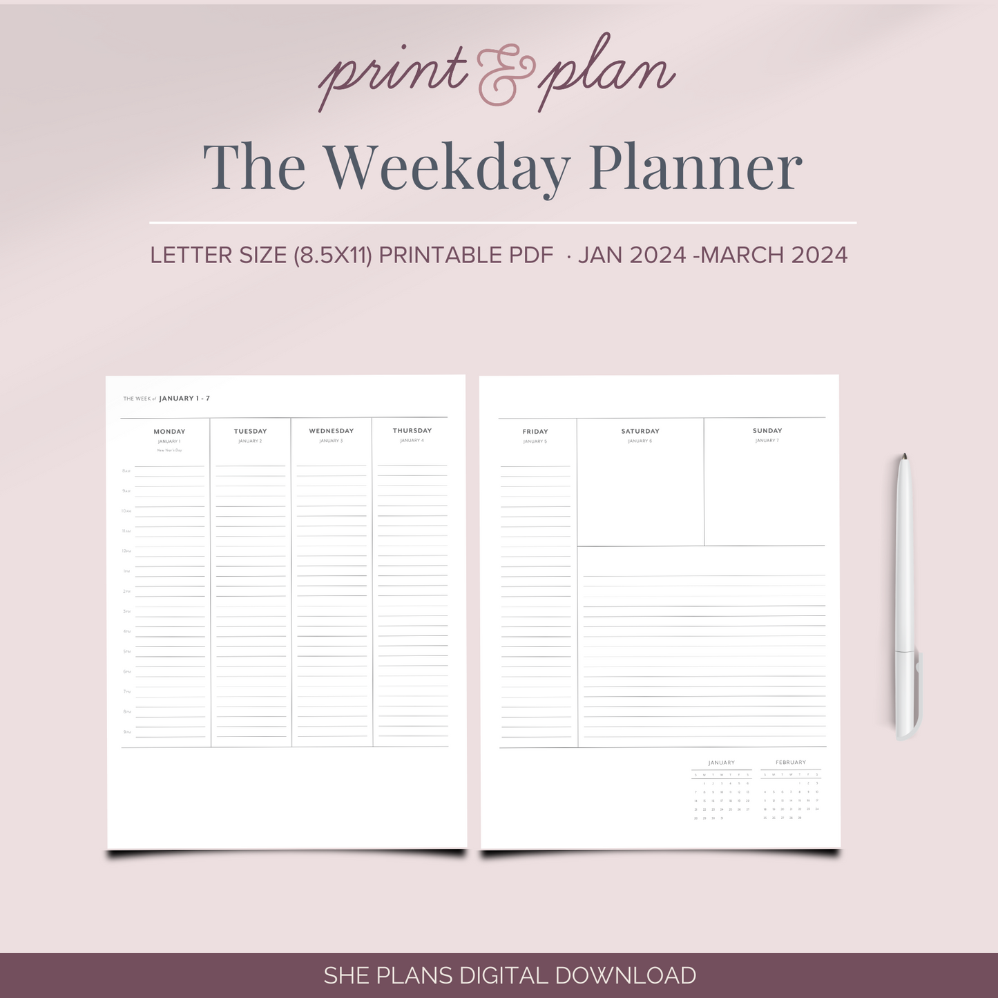 The Weekday Planner Printable (Letter Size)