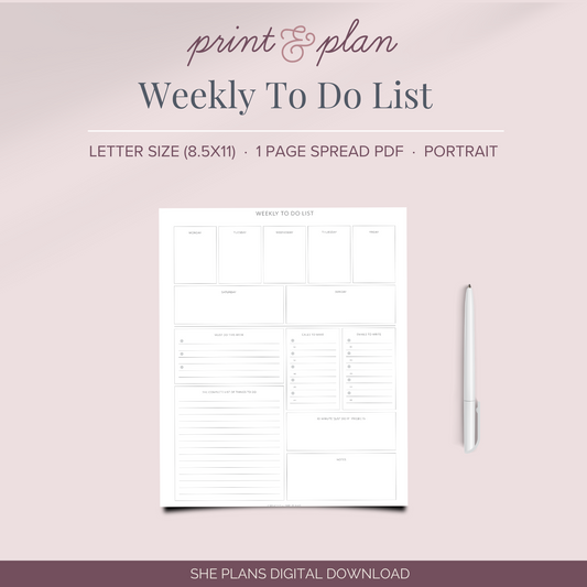 Weekly To Do List Printable