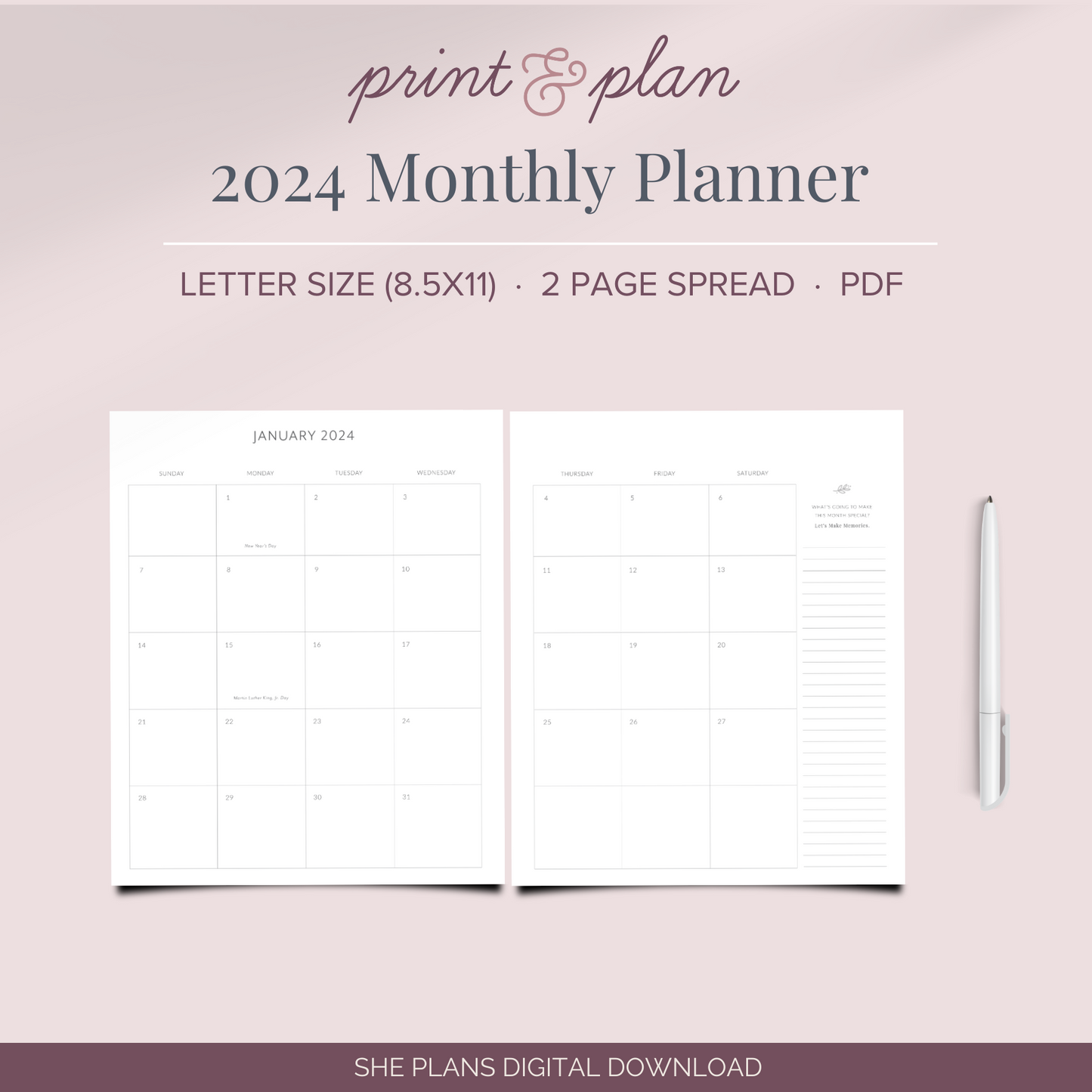 2024 Monthly Planner Printable