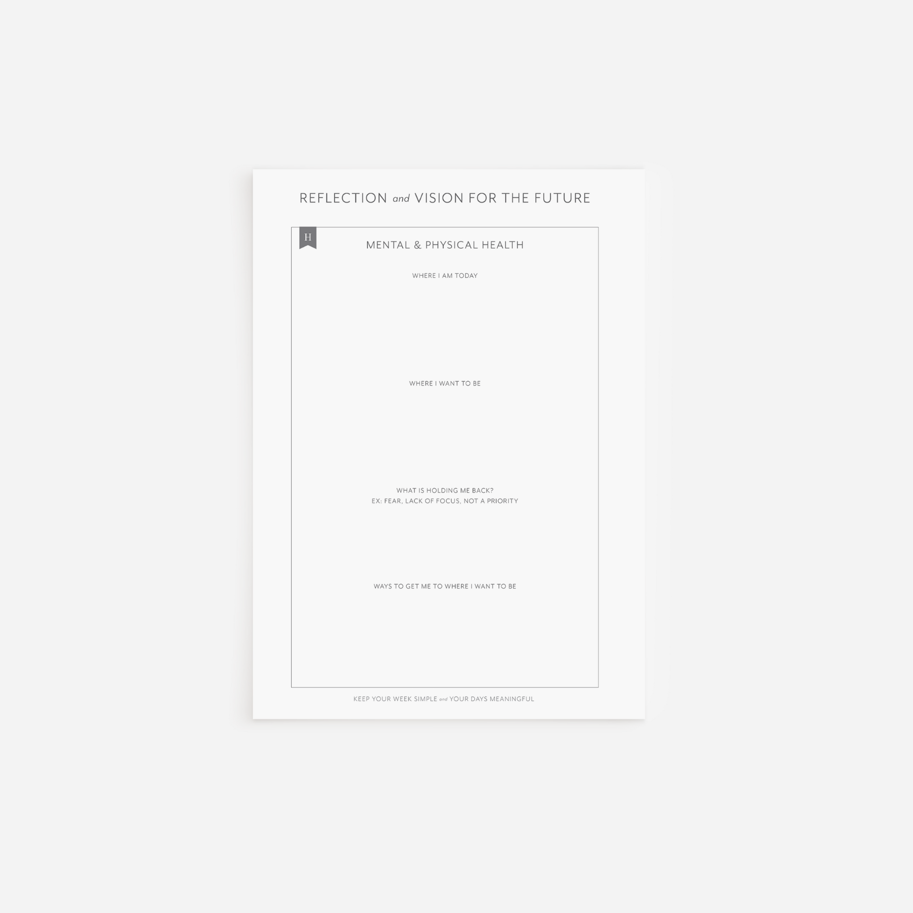 Goal Insert Reflection Pages