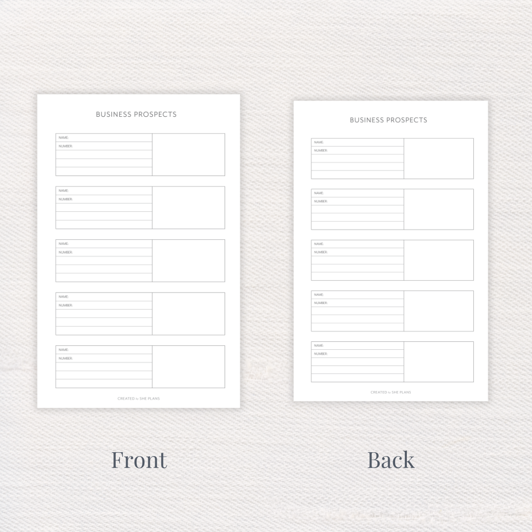 Business Prospects Tracker Insert