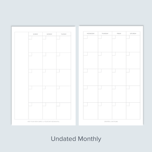 Undated Monthly Discbound Inserts (6 Months)