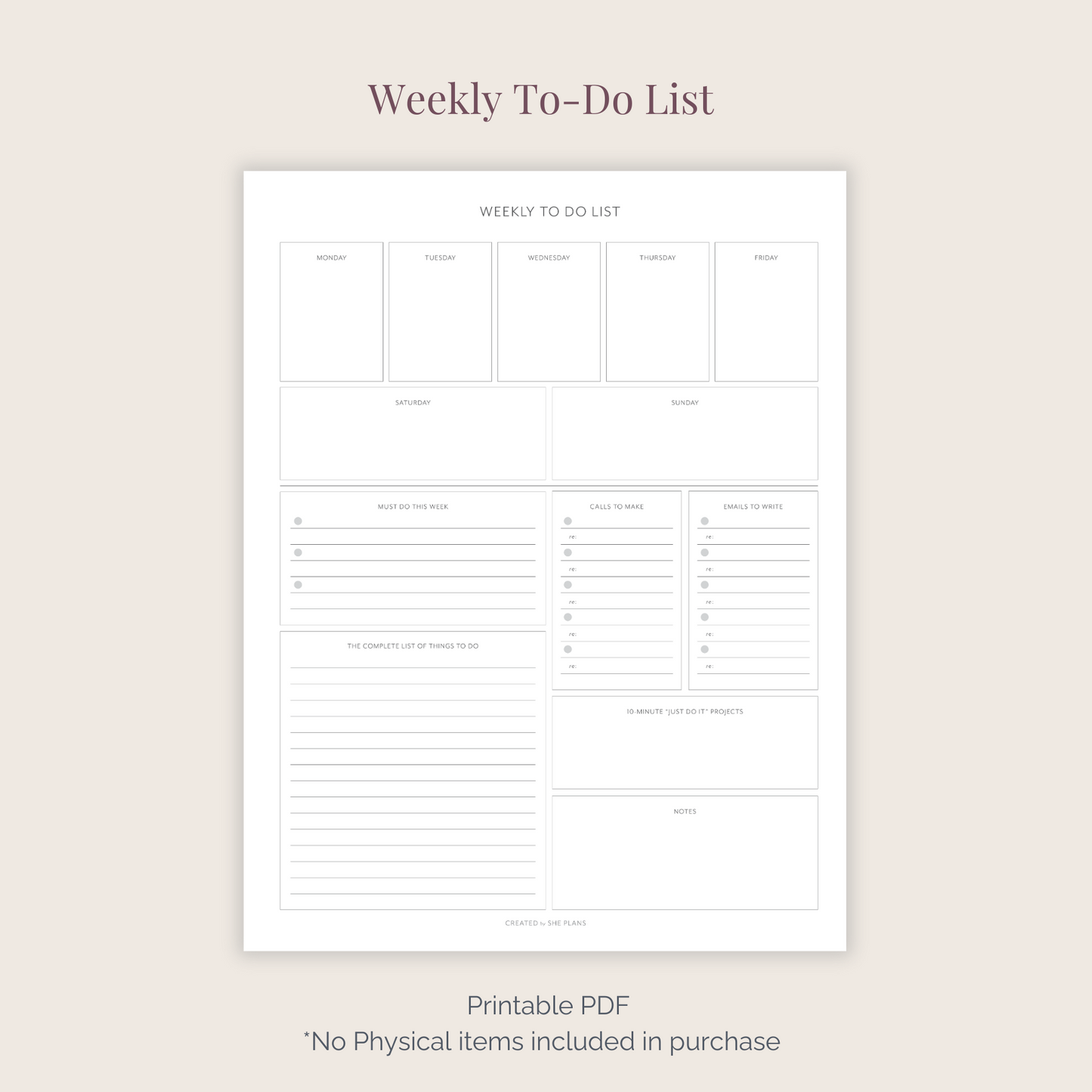 Weekly To Do List Printable
