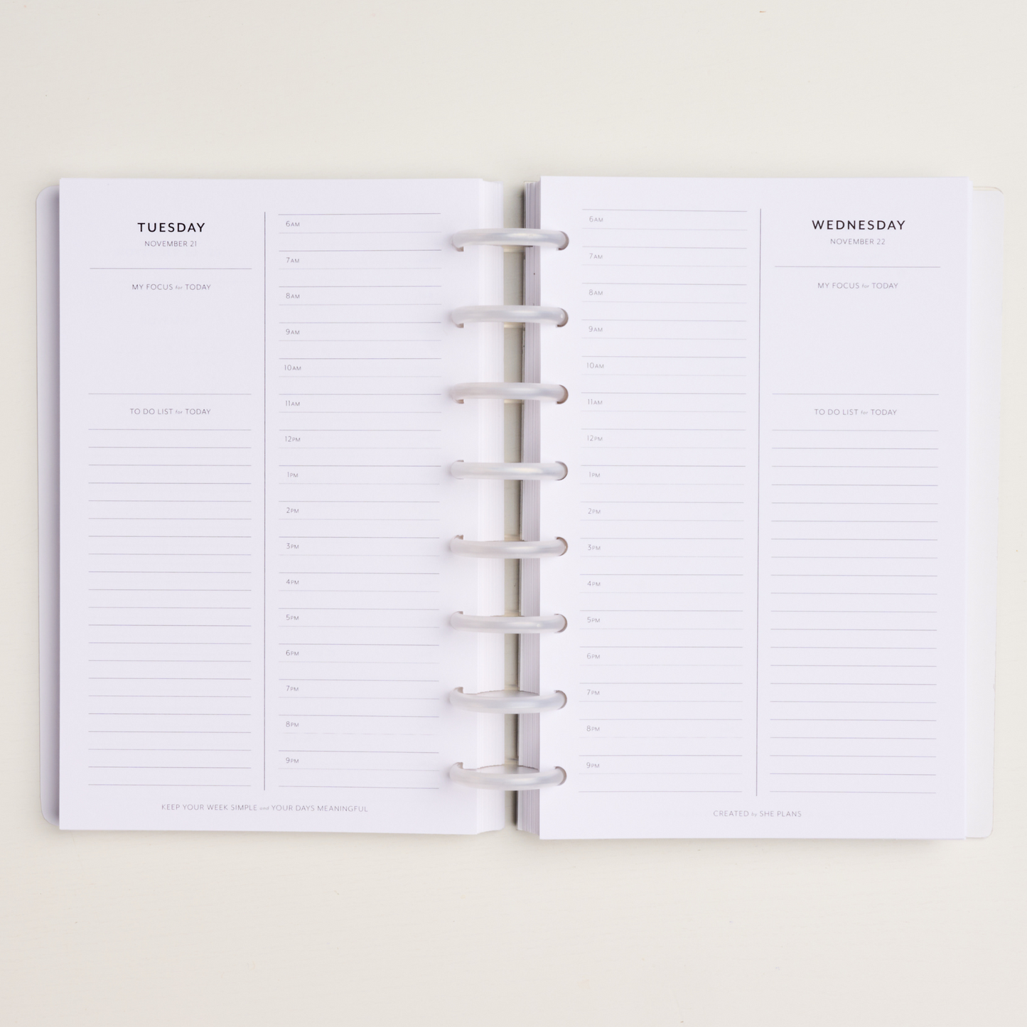 Dated Daily Planner Insert (Full Year 2026)