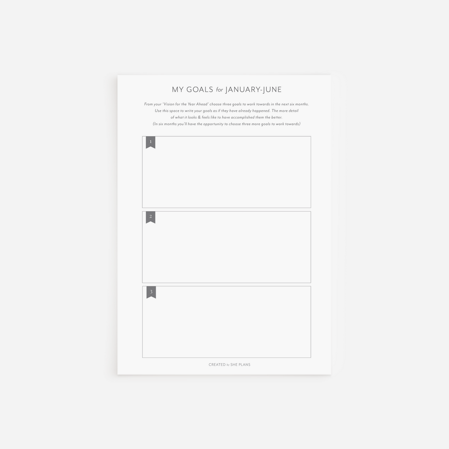 Goal Insert Break Down Sheets