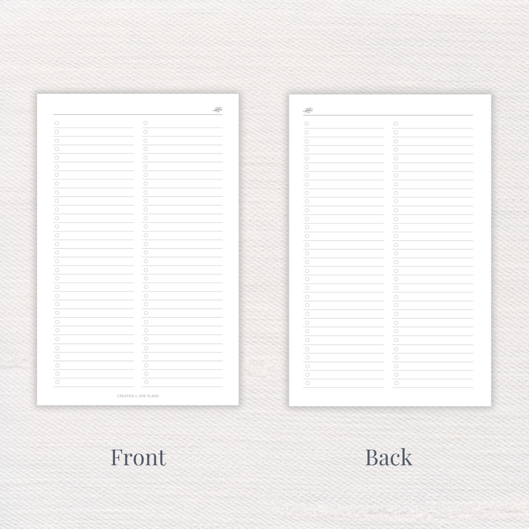To Do List Front and Back Pages