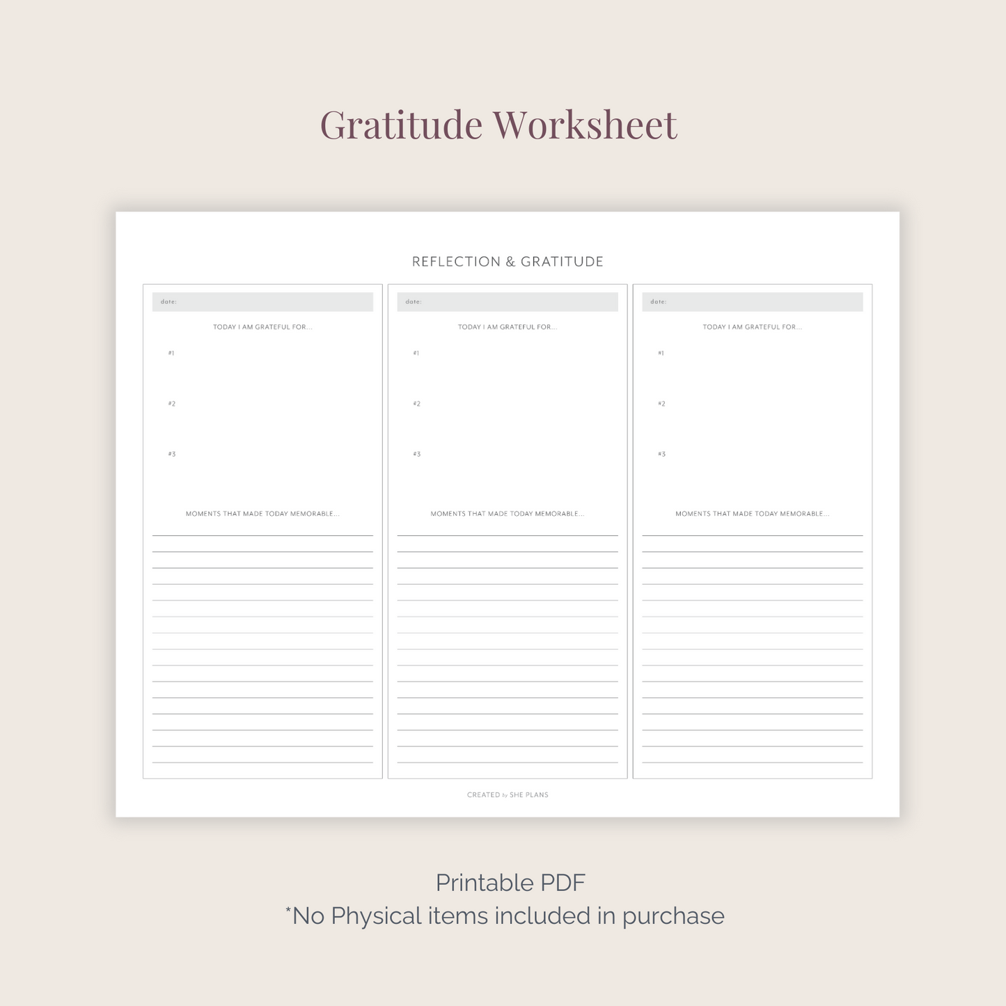 Gratitude Worksheet PDF