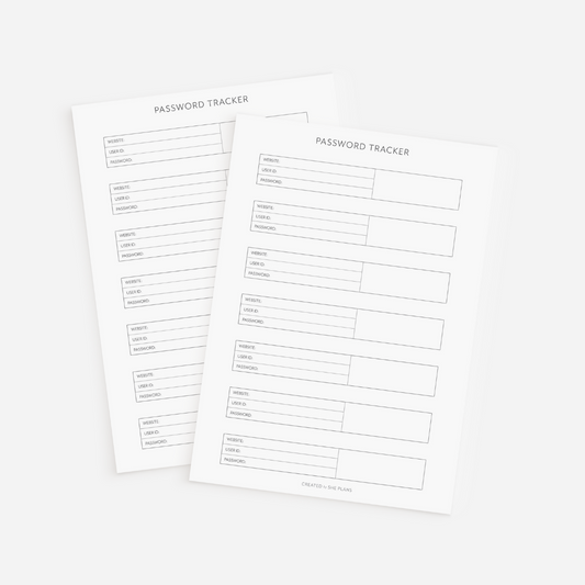 Password Tracker Insert