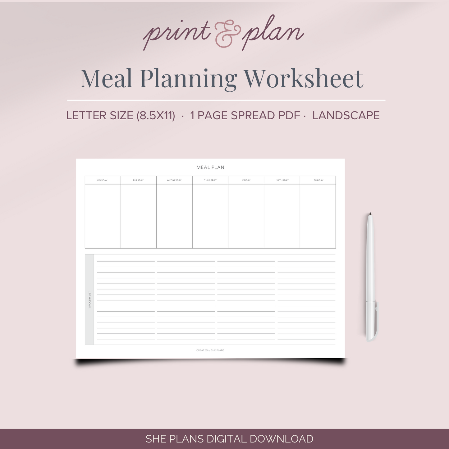 Meal Planning Worksheet PDF