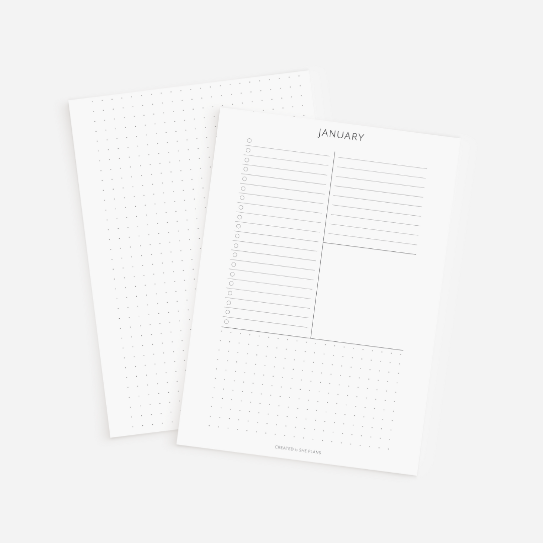 Monthly Personal Overview Insert