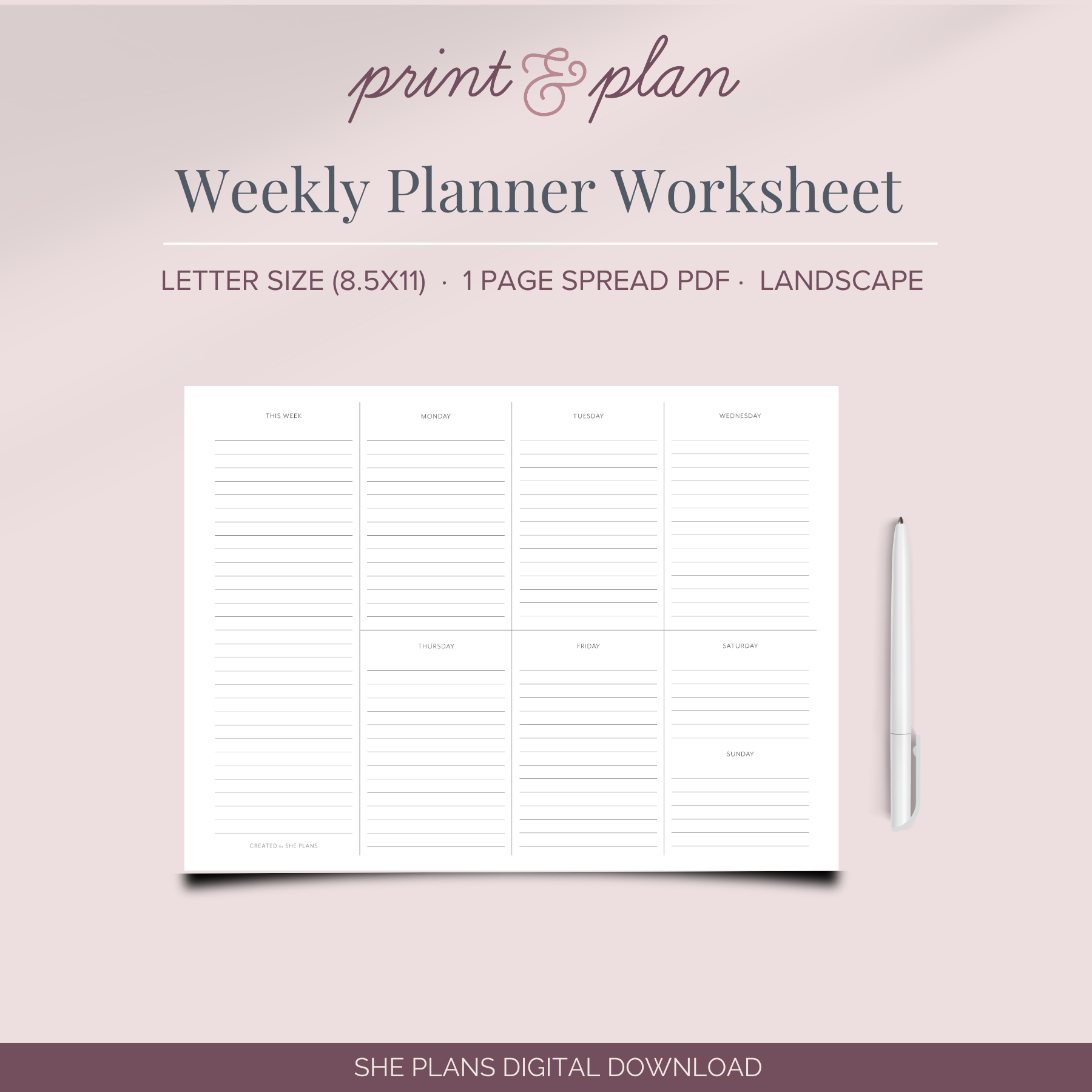 weekly-planner-worksheet-printable-she-plans for Free Printable Minimalist Weekly Planner Printable Weekly Planner Worksheet Printable – She Plans for Free Printable Minimalist Weekly Planner Printable