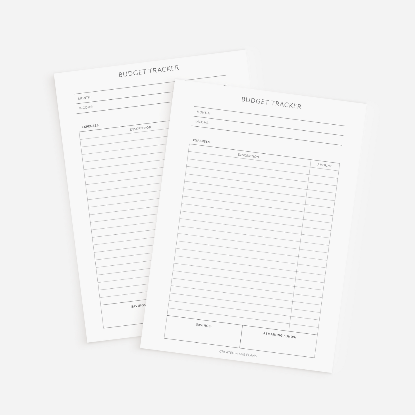 Budget Tracker Inserts