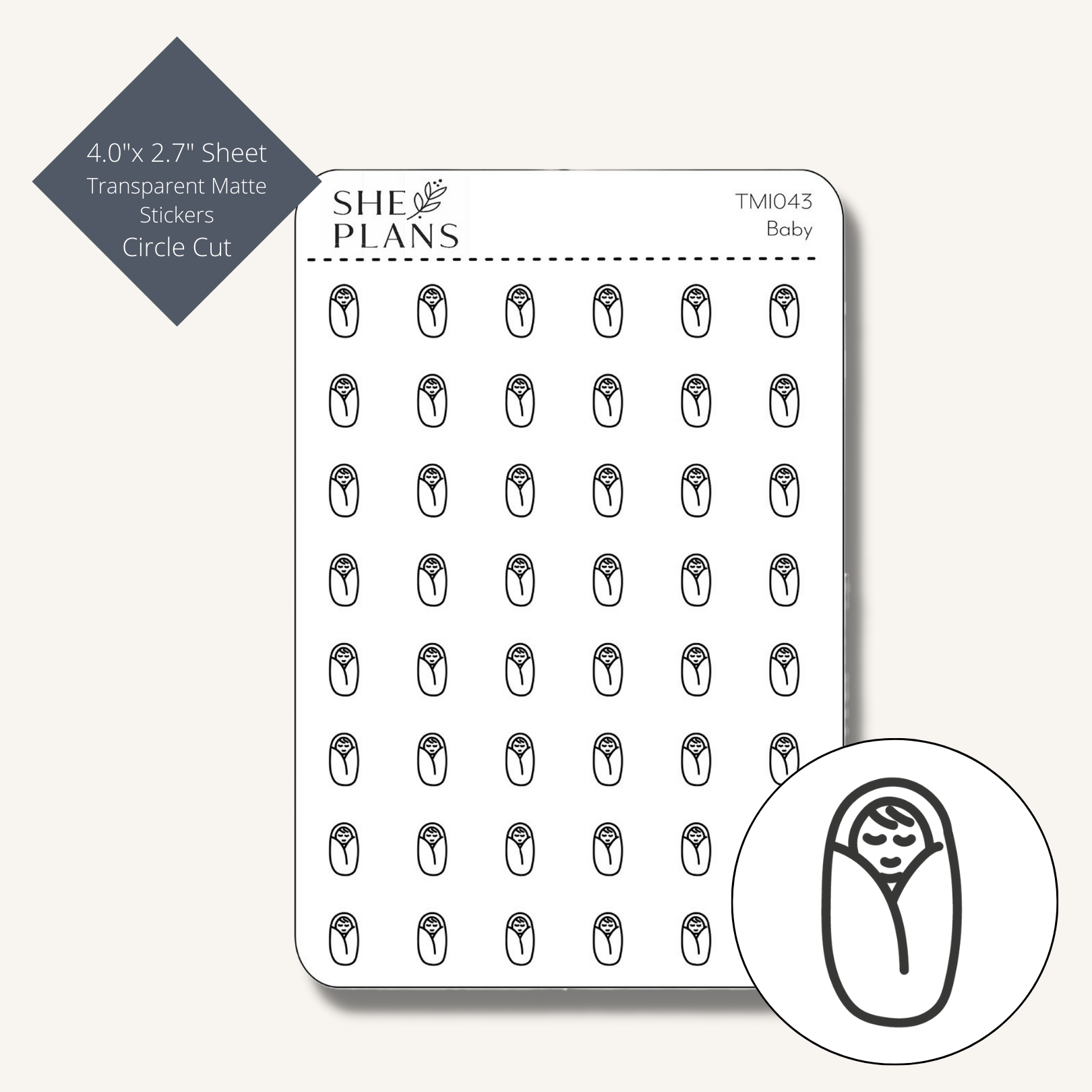 Circle Cut Baby Icon Sticker