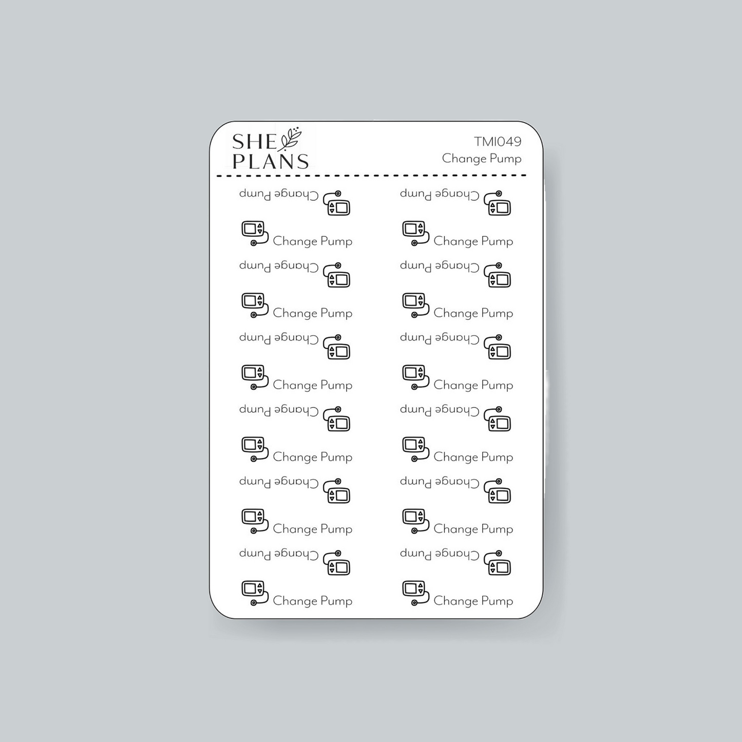 Change Glucose Pump Reminder Sticker Sheet (Transparent)