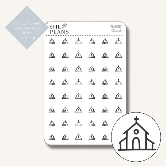 Transparent Matte Church Icon Sticker