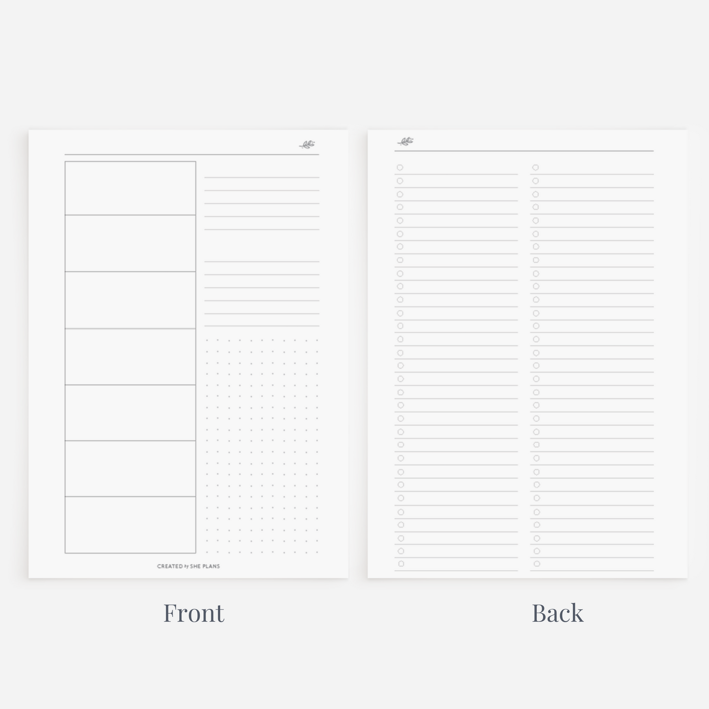 Meal Planner Inserts