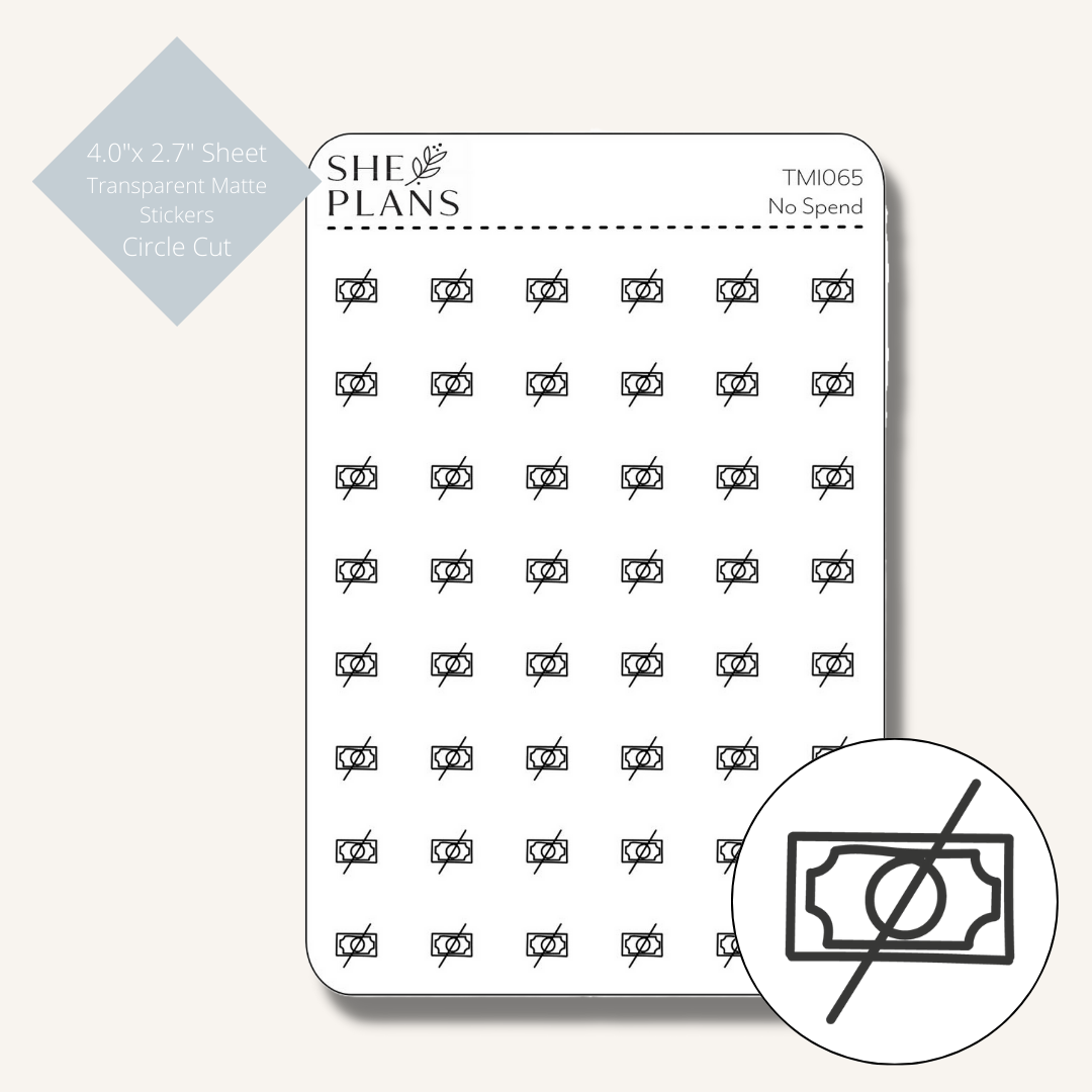 No Spend Icon Stickers (Transparent)