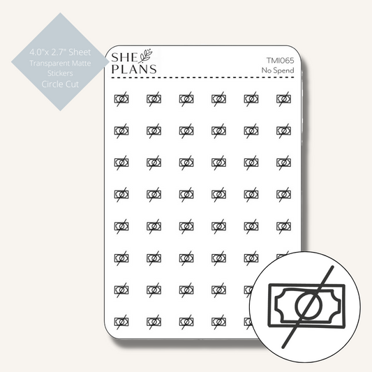 No Spend Icon Stickers (Transparent)