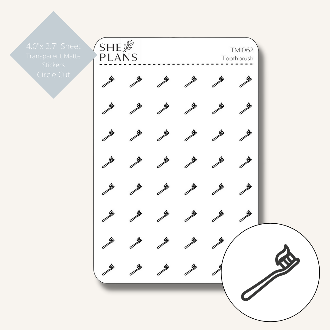 Toothbrush Icon Stickers (Transparent)