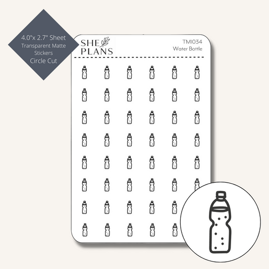 Water Bottle Circle Cut Icon Sticker