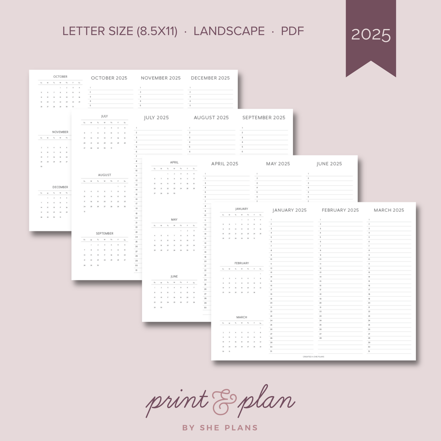 2025 Printable Quarterly At-A-Glance Planner