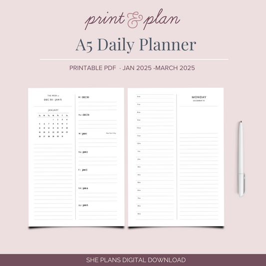 A5 Daily Planner Printable Q1