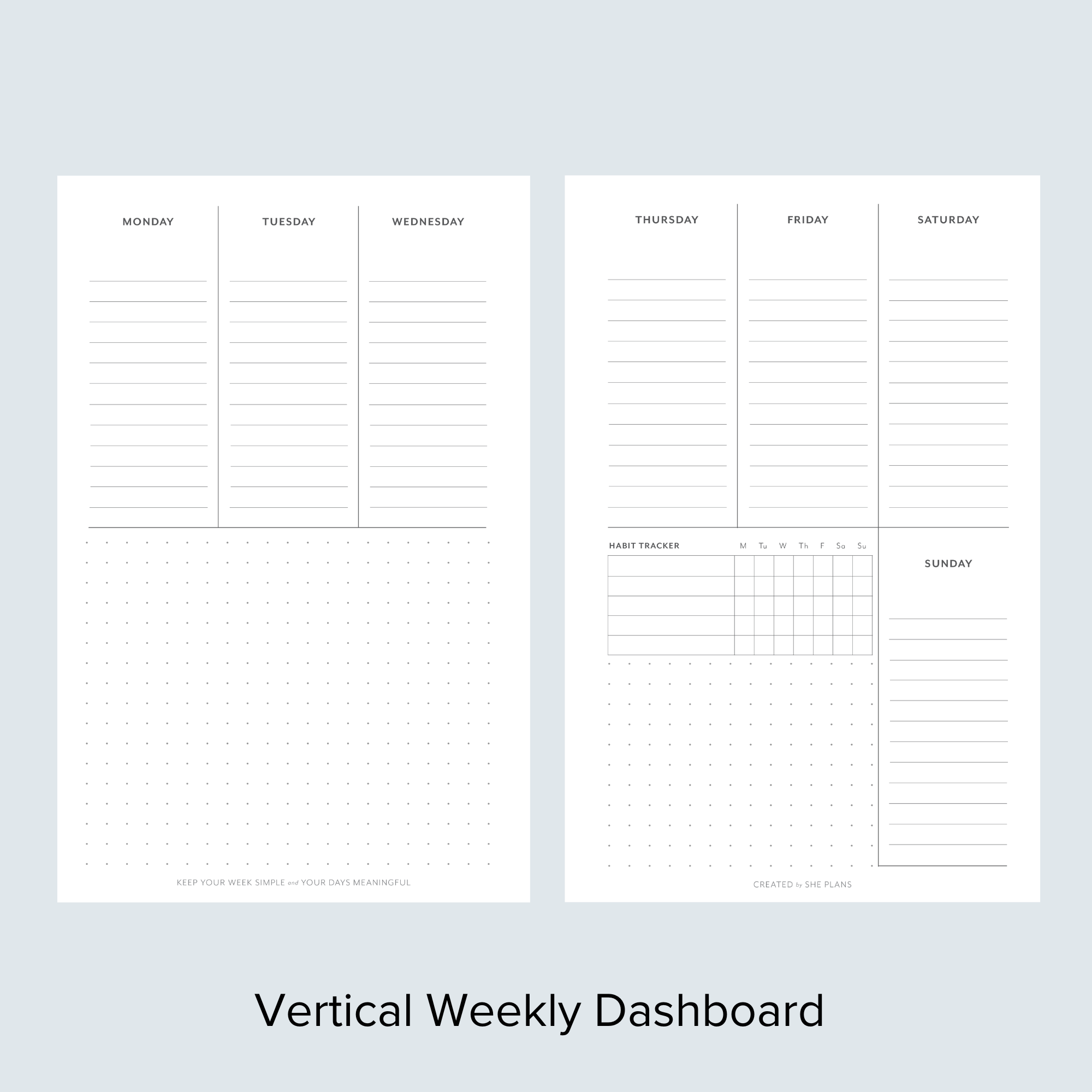 Vertical Weekly Dashboard Discbound Inserts (6 Months) – She Plans