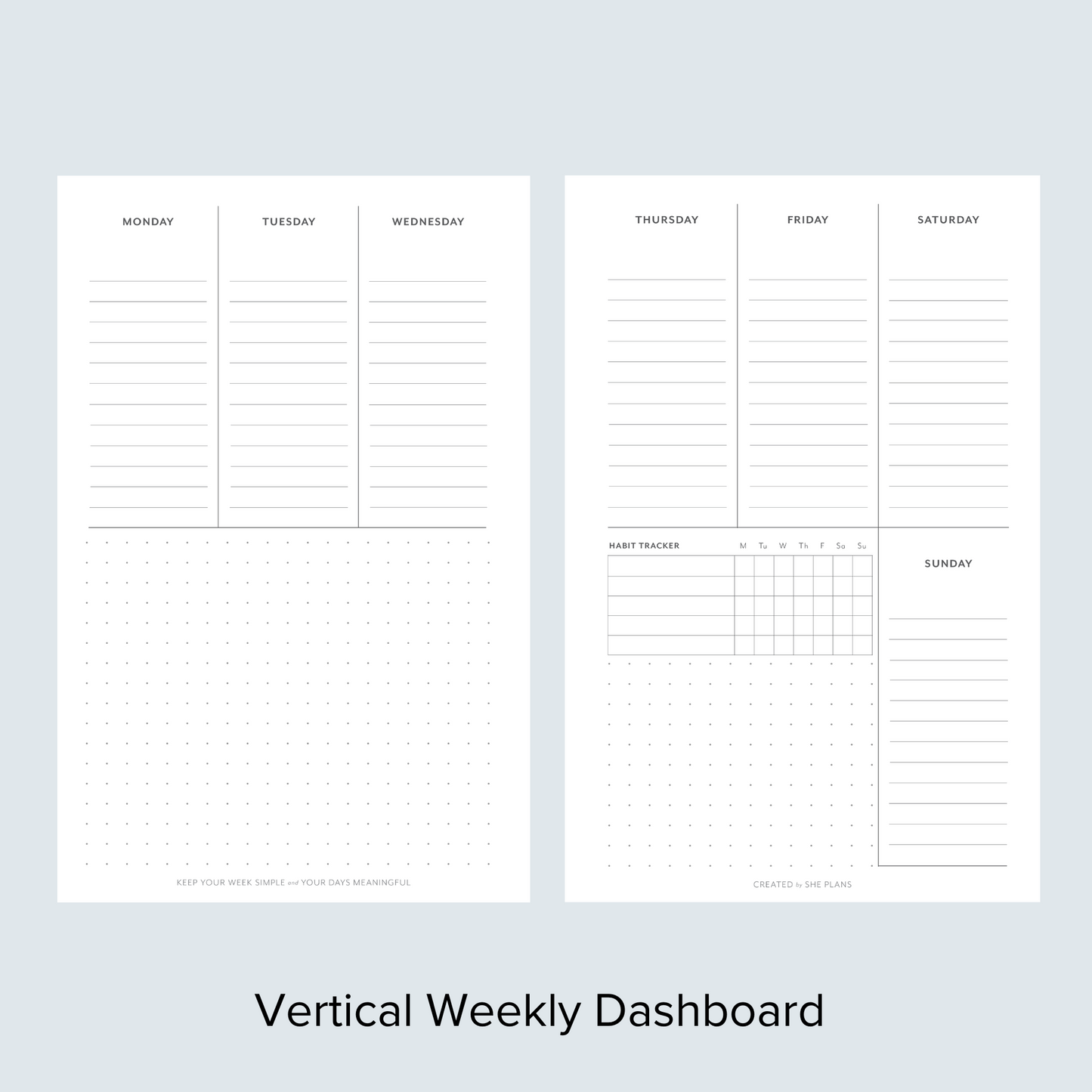 Vertical Weekly Dashboard Discbound Inserts (6 Months)