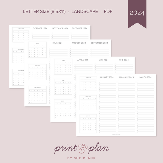 2024 Printable Quarterly At-A-Glance Planner
