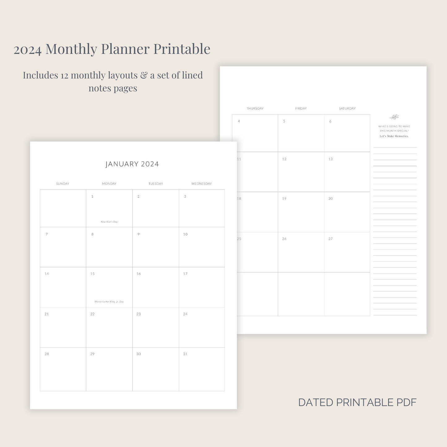 2024 Monthly Planner Printable