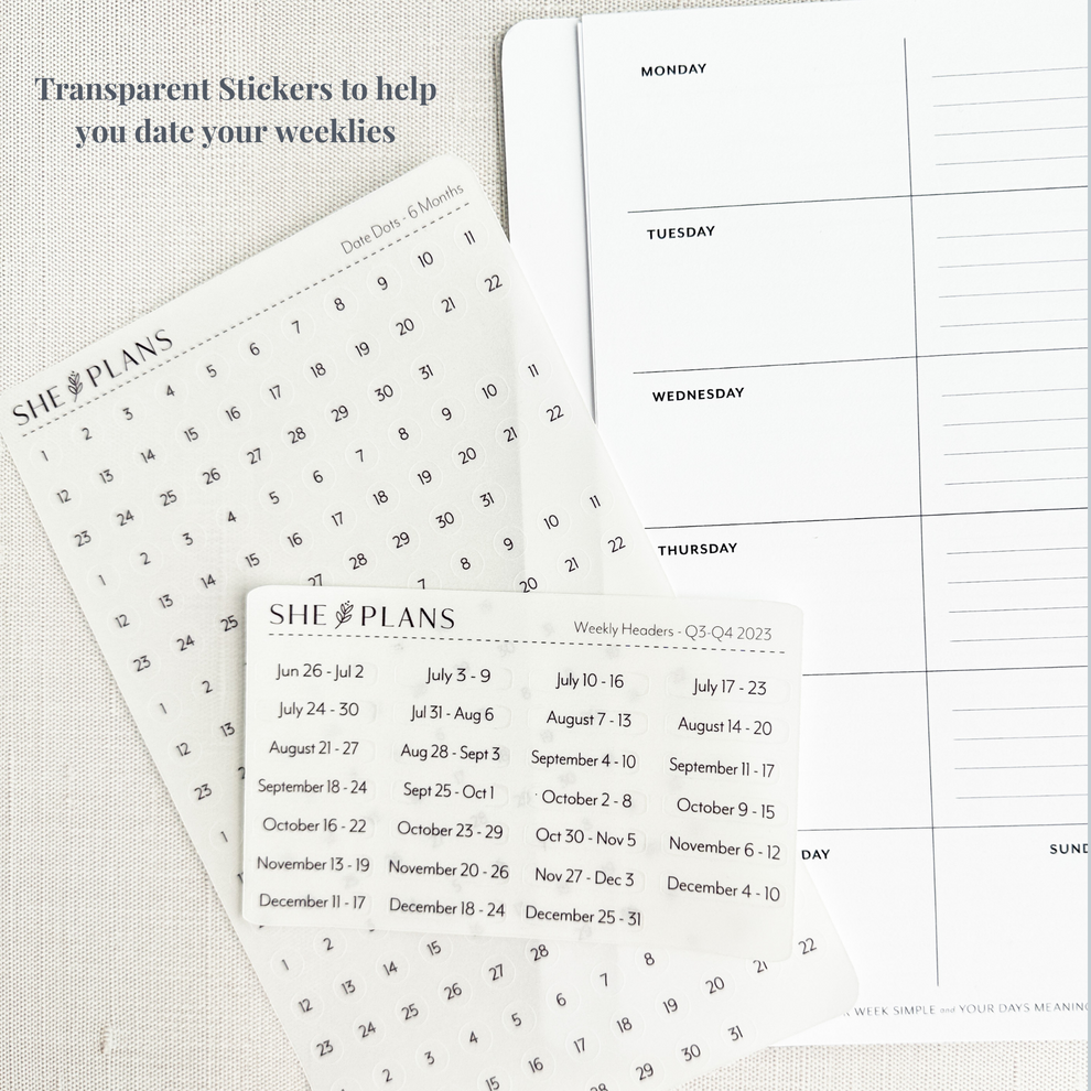 Horizontal Weekly Discbound Inserts (6 Months) – She Plans