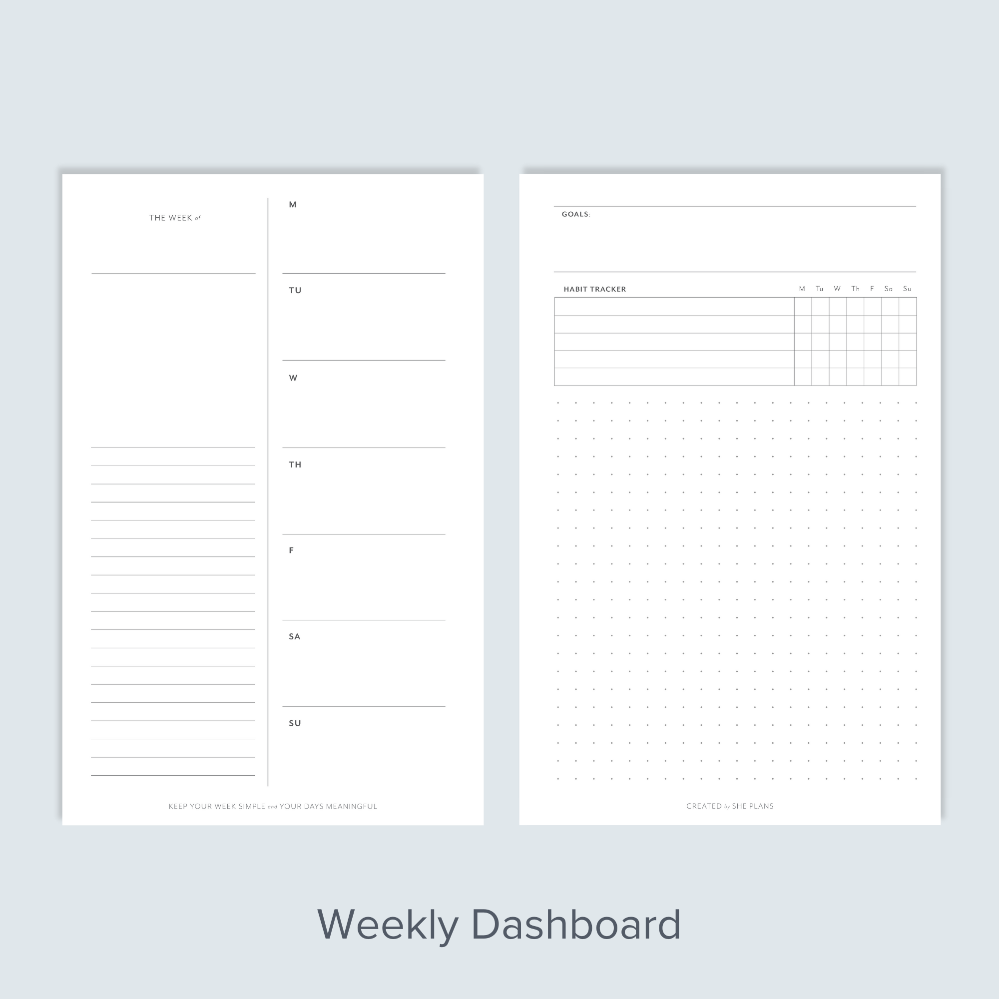 Weekly Dashboard Discbound Inserts (6 Months) – She Plans