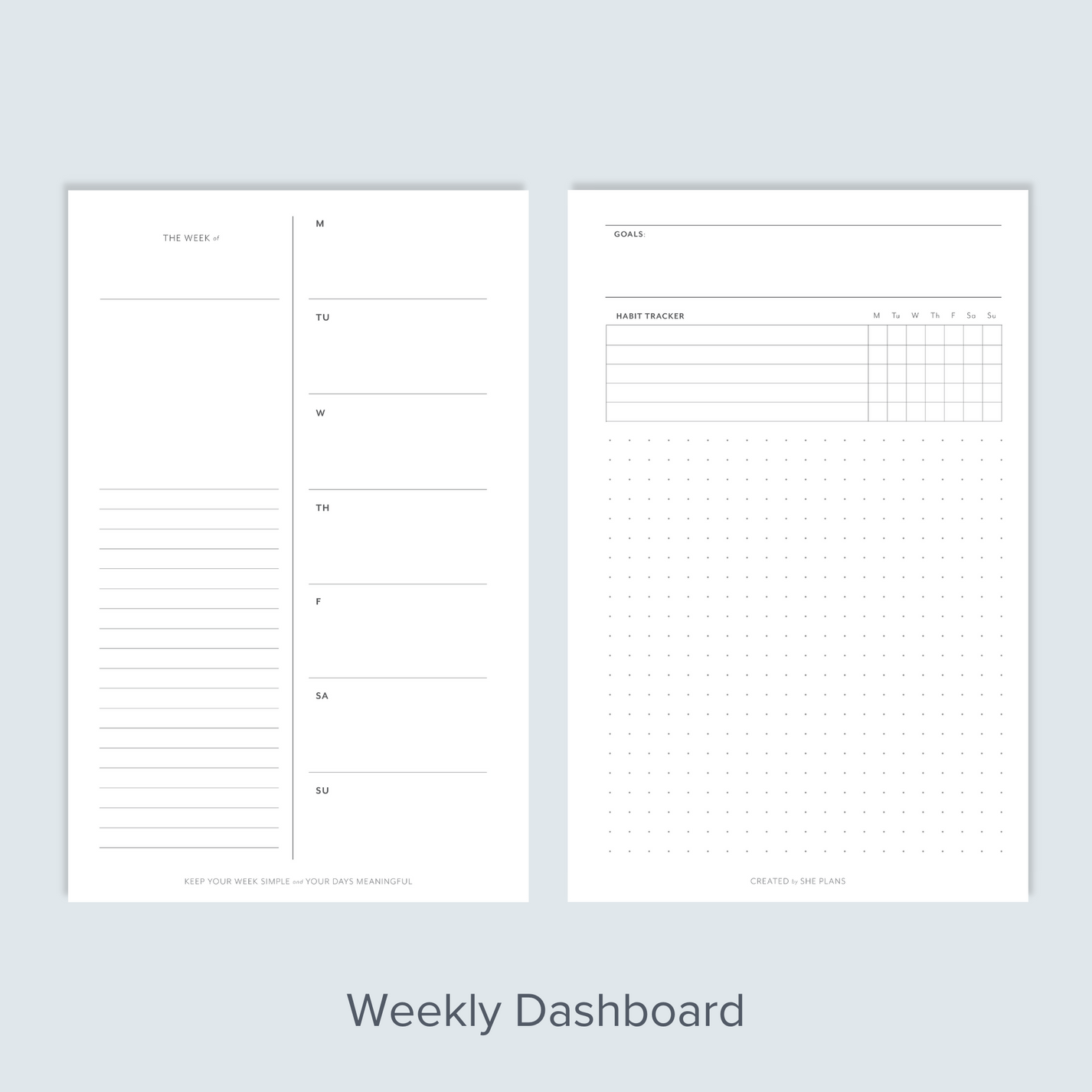 Weekly Dashboard Discbound Inserts (6 Months) – She Plans