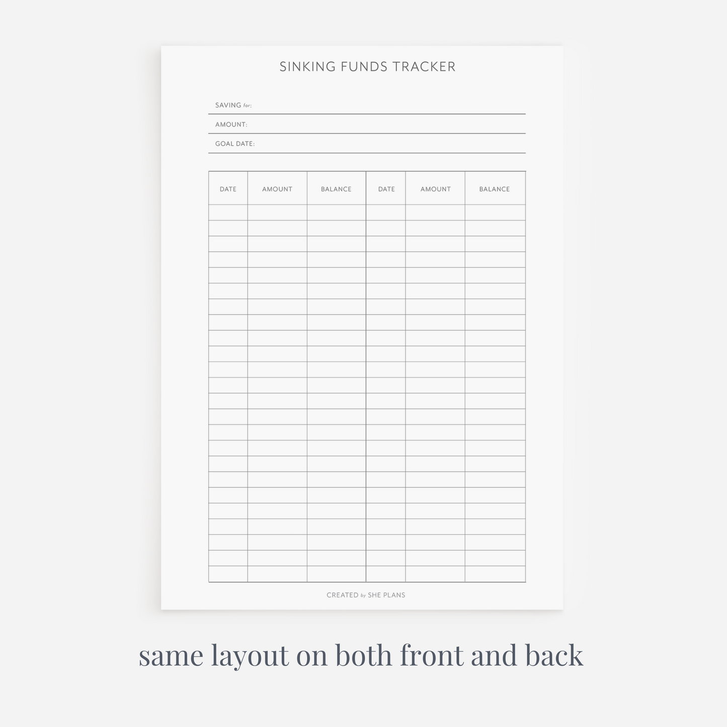 Sinking Funds Tracker Inserts