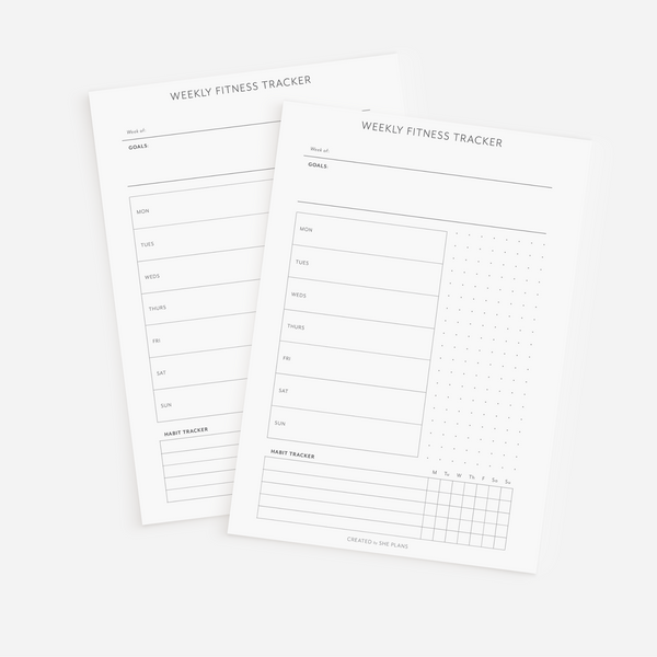 Weekly Fitness Tracker Inserts – She Plans