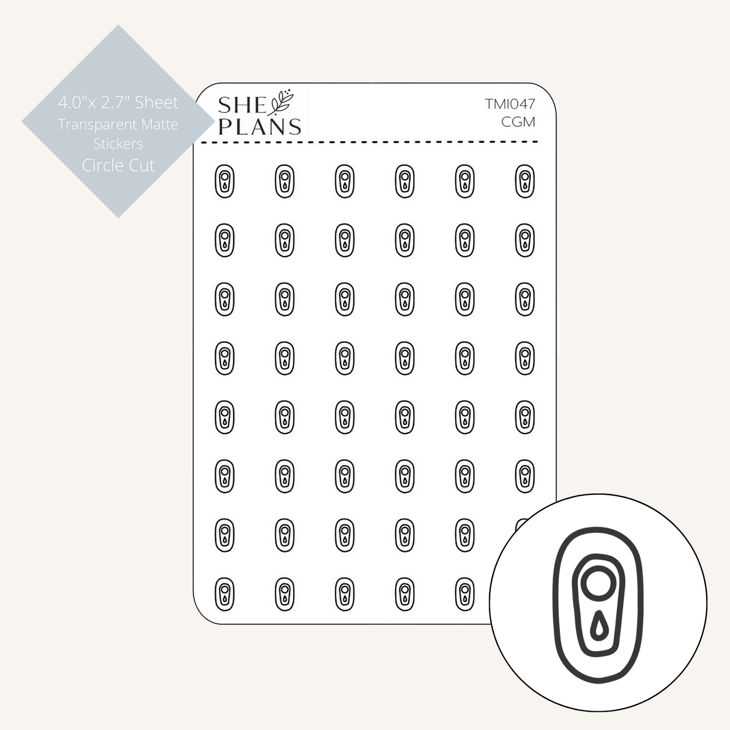 Continuous Glucose Monitor (CGM) Icon Stickers (Transparent)