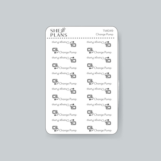 Change Glucose Pump Reminder Sticker Sheet (Transparent)