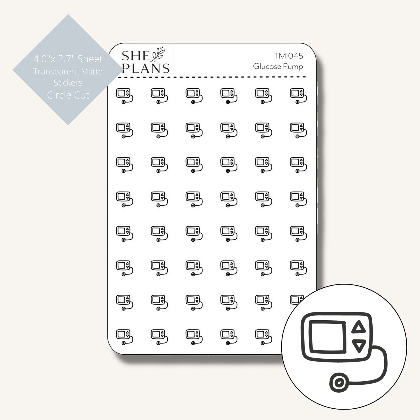 Glucose Pump Icon Stickers (Transparent)
