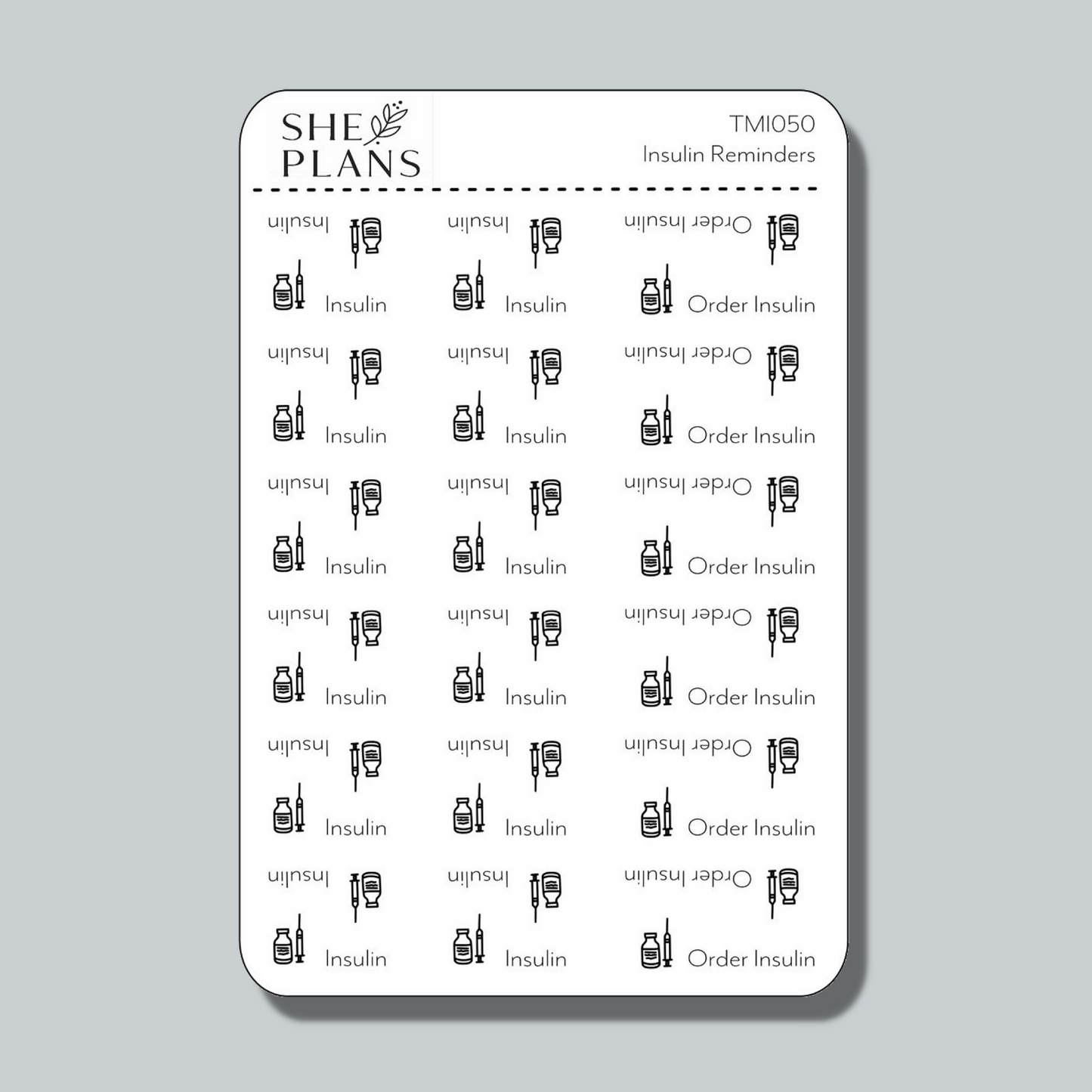 Insulin Reminder Sticker Sheet (Transparent)