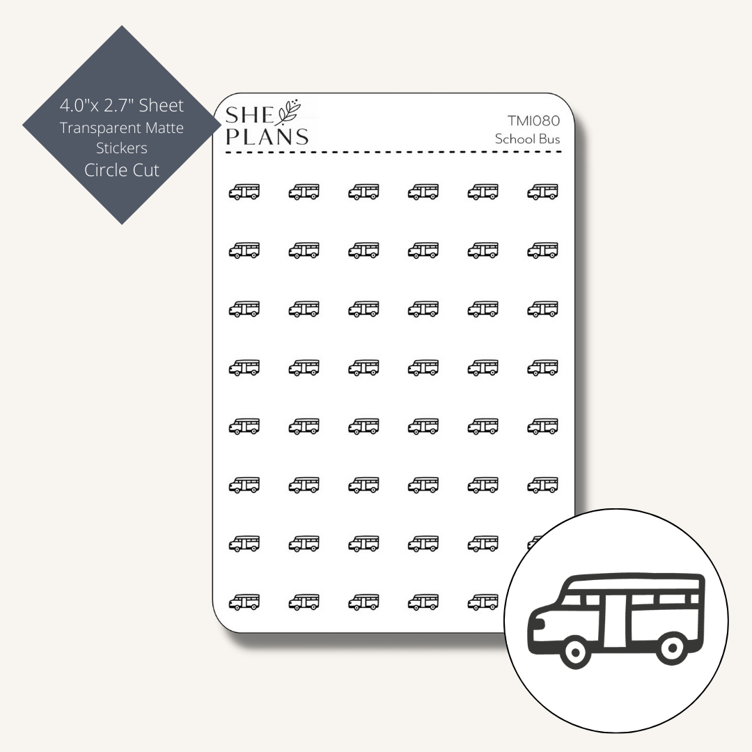 School Bus Icon Stickers (Transparent)