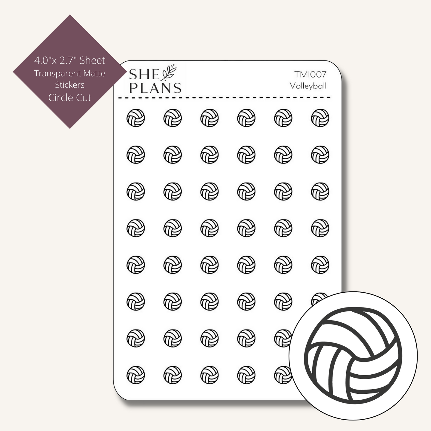 Circle Cut Volleyball Icon Sticker
