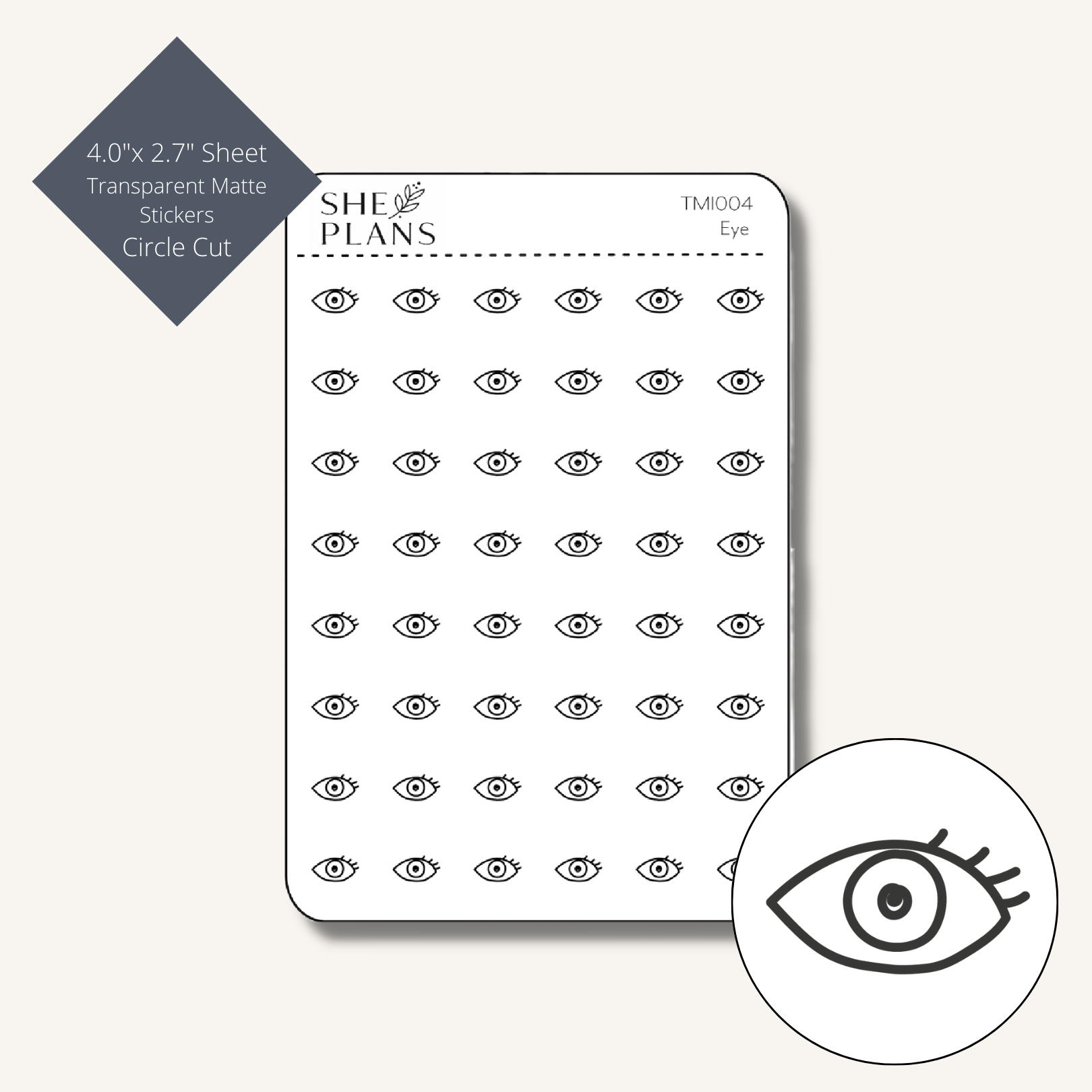 Eye Icon Circle Cut Sticker
