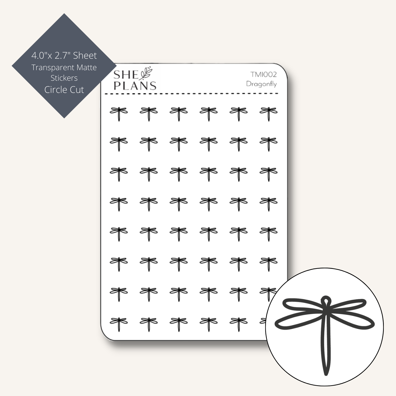 Dragonfly Icon Transparent Circle Sticker